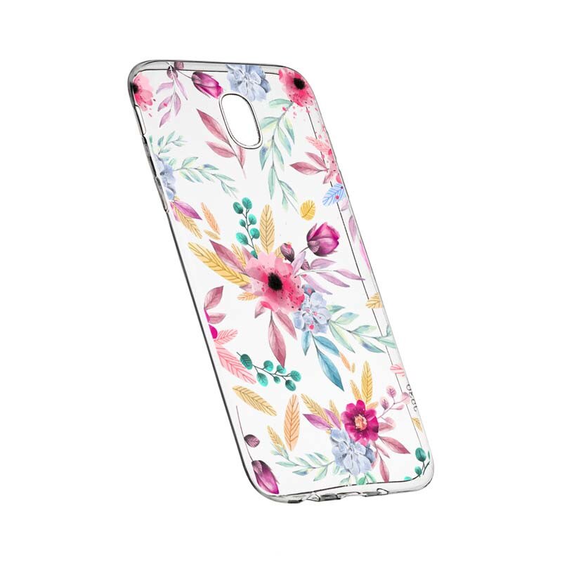 Husa Silicon, Transparent, Slim, Happy Flowers, Motorola MOTO G6 PLUS