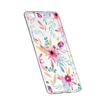 Husa Silicon, Transparent, Slim, Happy Flowers, Sony XA Husa Silicon, Transparent, Slim, Happy Flowers, Sony XA