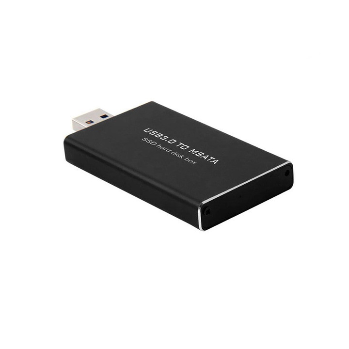 SSD адаптер mSATA към USB 3.0, External rack with USB stick type case, Черен