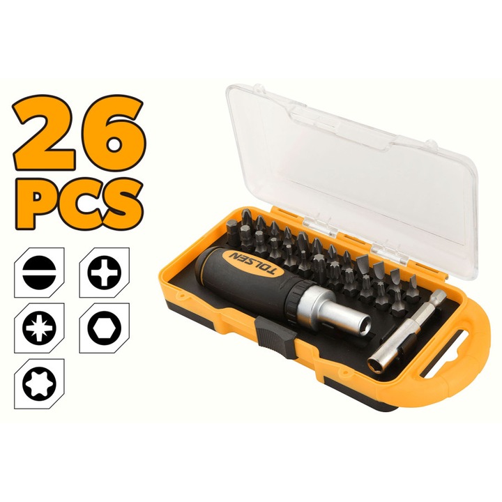 Комплект от 26 бита с отвертка с тресчотка Tolsen