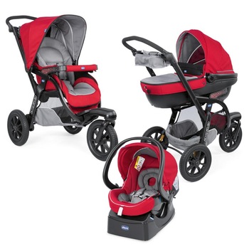 Carucior Chicco Trio Activ3, Car Kit, 0+luni, Red Berry Carucior Chicco Trio Activ3, Car Kit, 0+luni, Red Berry