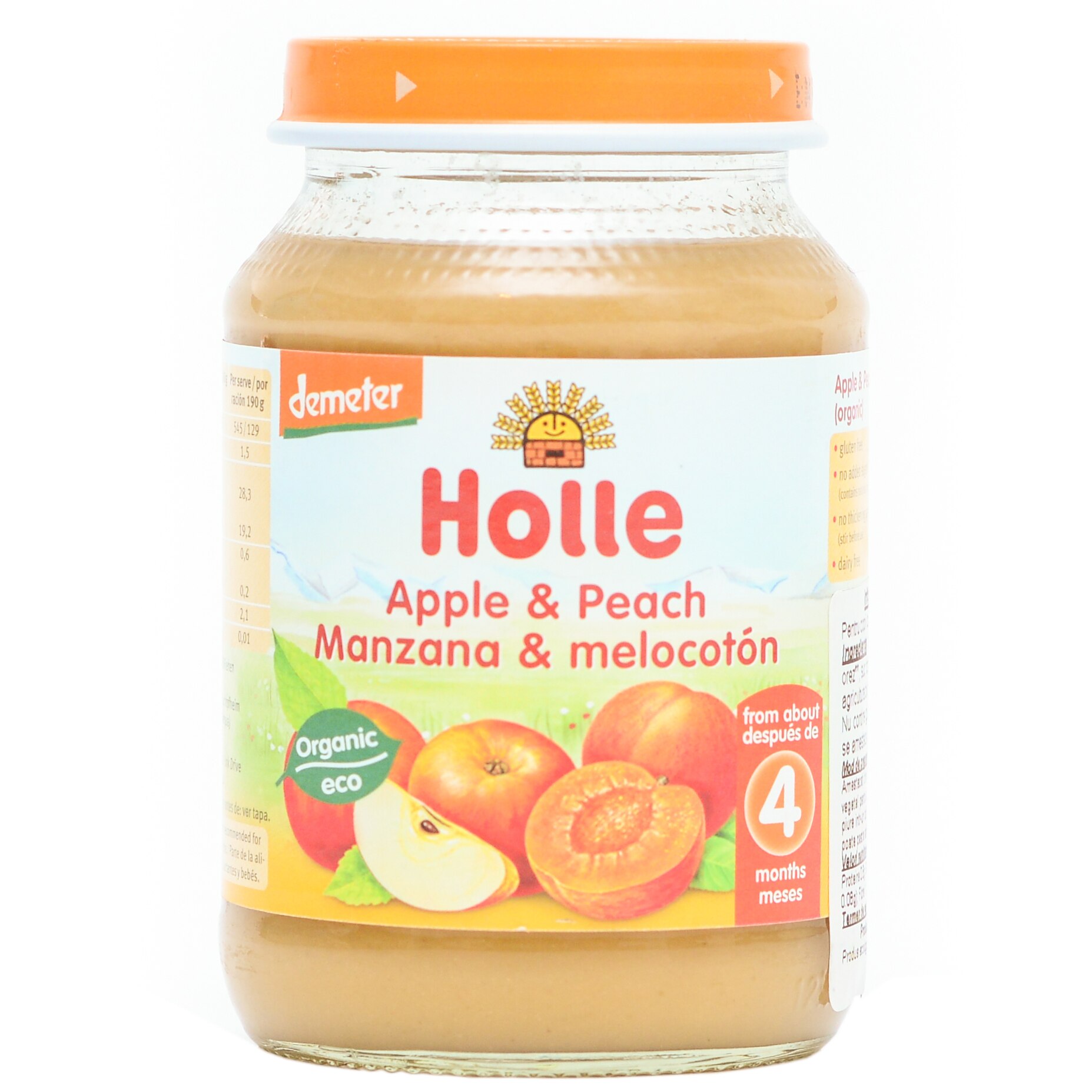 Piure Holle Bio, Piersici si mere, 190 g