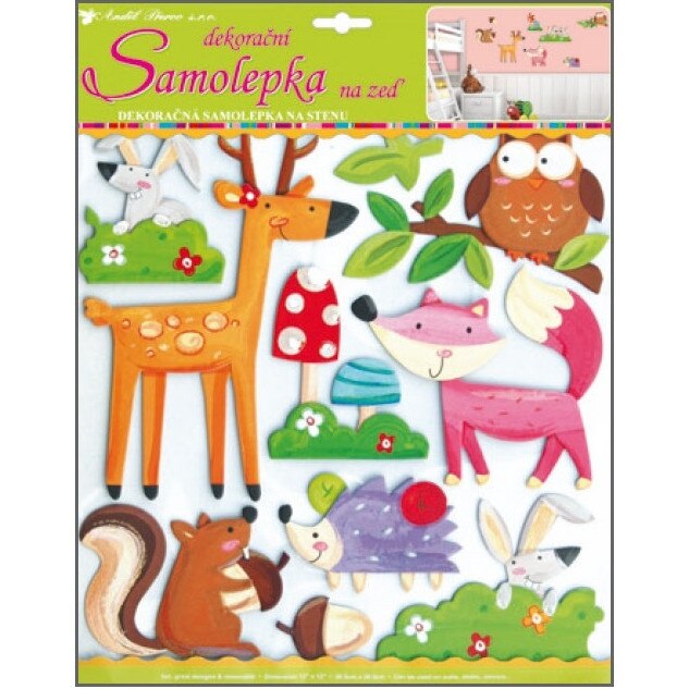 Sticker perete 3D, animalute de padura, 30.5 x 30.5 cm
