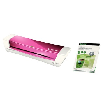 KIT Laminator LEITZ iLAM Home Office A4, 80-125 microni - roz + 3 Seturi Folii Leitz UDT A4, 80 microni KIT Laminator LEITZ iLAM Home Office A4, 80-125 microni - roz + 3 Seturi Folii Leitz UDT A4, 80 microni