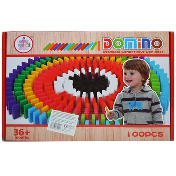 Domino din lemn colorat, 100 piese Domino din lemn colorat, 100 piese