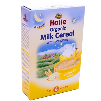 Cereale Holle Bio, Lapte si banane, 250 g, de la 6 luni Cereale Holle Bio, Lapte si banane, 250 g, de la 6 luni