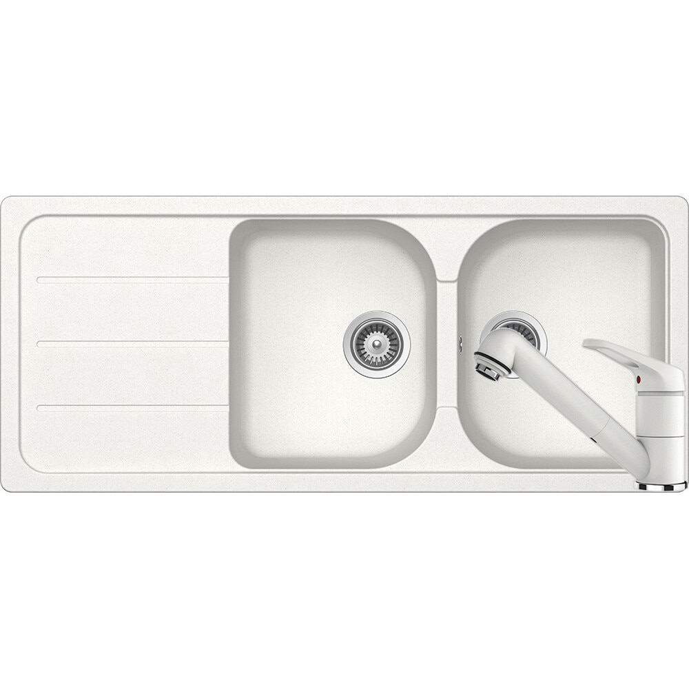 Kit chiuveta Schock Formhaus D-200 1160 x 500 mm si baterie Schock Cosmo cu Dus Extractibil Alpina Cristalite