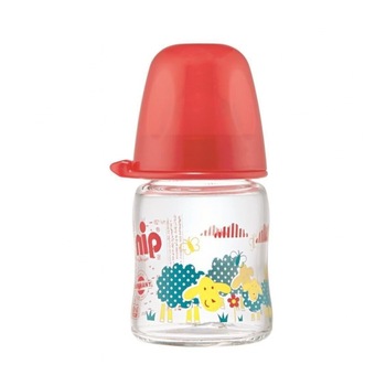 Biberon de sticla cu gat larg Girl 120 ml, tetina silicon, 0+ Nip 35066 Biberon de sticla cu gat larg Girl 120 ml, tetina silicon, 0+ Nip 35066