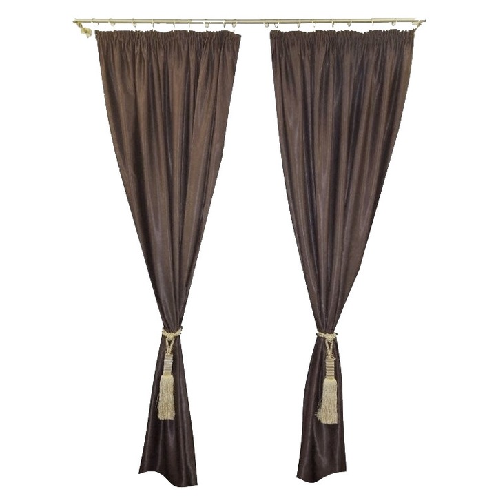 Set 2 draperii MASTEL 175x245cmx2, culoare maro wenge, model catifelat uni