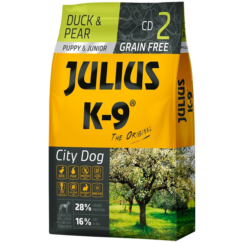 Hrana uscata pentru caini Julius K9 Puppy & Junior rata & para, 10 kg