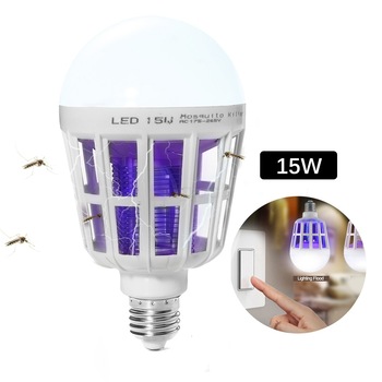 Bec LED Anti Insecte cu lumina alba naturala puternica 15W , Bec 2in1 Cu Lampa UV Impotriva Insectelor alb Bec LED Anti Insecte cu lumina alba naturala puternica 15W , Bec 2in1 Cu Lampa UV Impotriva Insectelor alb