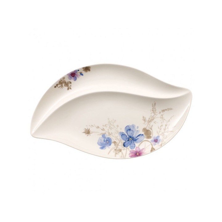 Porcelán tálaló tányér, Mariefleur Gris, 50 x 30 cm, Multicolor
