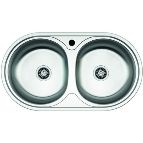 Chiuveta pentru blat ,ovala cu doua cuve , Z-INOX, 43.5x78 cm