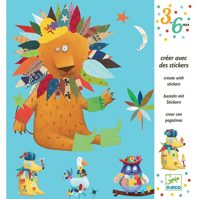 Joc creativ cu colaje,creeaza animale ,Djeco