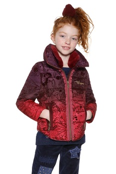 DESIGUAL, Geaca cu imprimeu floral Chaq, Rosu inchis, 140 CM DESIGUAL, Geaca cu imprimeu floral Chaq, Rosu inchis, 140 CM