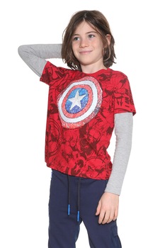 DESIGUAL, Bluza cu aspect 2 in 1 Guim, Rosu/ Gri, 152 CM DESIGUAL, Bluza cu aspect 2 in 1 Guim, Rosu/ Gri, 152 CM