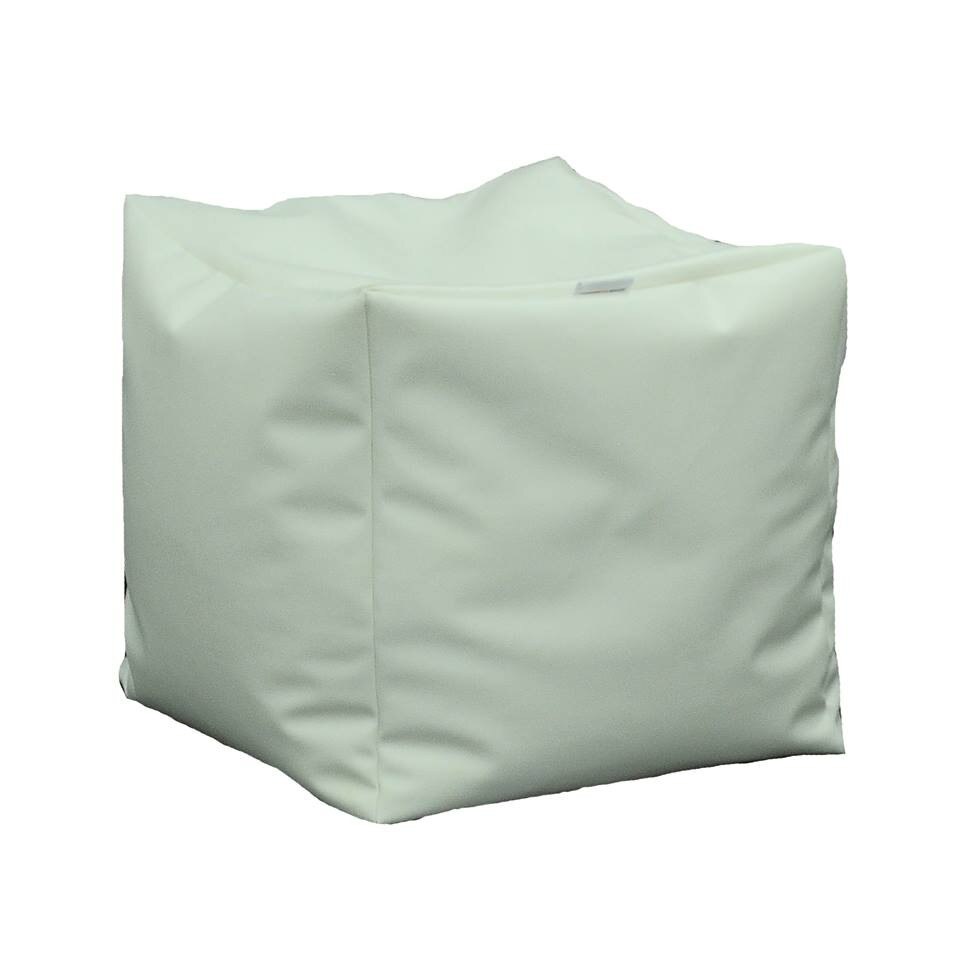 Fotoliu (Mic) Taburet Cub XL - Alb (piele eco) umplut cu perle polistiren (beanbag marca Pufrelax) Fabricat in Romania