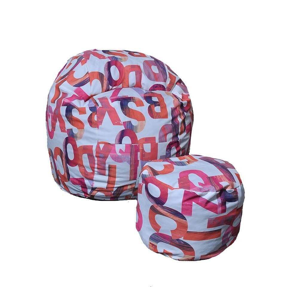 Set Fotoliu (Mediu) Matusalem + Otoman - Scarlet Letters (Gama Premium) husa detasabila, Transformabil in pat, Fabricat in Romania, umplut cu fulgi de burete memory mix®, marca Pufrelax