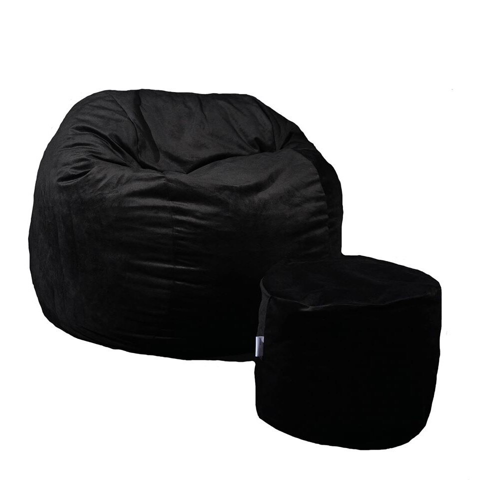 Set Fotoliu (Mediu) Matusalem + Otoman - Black Velvet (Gama Diamond) husa detasabila, Transformabil in pat, Fabricat in Romania, umplut cu fulgi de burete memory mix®, marca Pufrelax