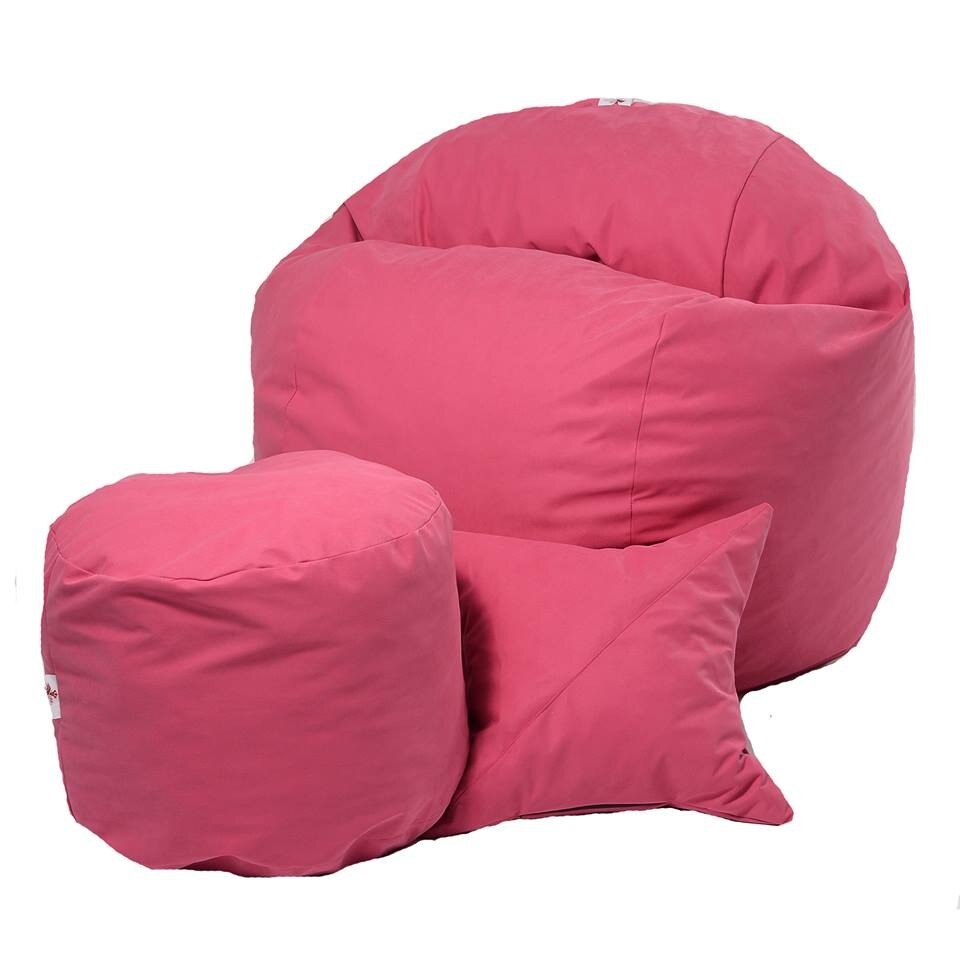 Set Fotoliu (Mediu) Matusalem+Otoman+Perna decorativa - Pink (Gama Premium) husa detasabila, Transformabil in pat, Fabricat in Romania, umplut cu fulgi de burete memory mix®, marca Pufrelax