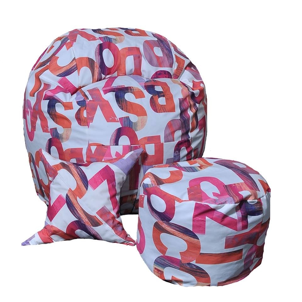 Set Fotoliu (Mediu) Matusalem+Otoman+Perna decorativa - Scarlet Letters (Gama Premium) husa detasabila, Transformabil in pat, Fabricat in Romania, umplut cu fulgi de burete memory mix®, marca Pufrelax