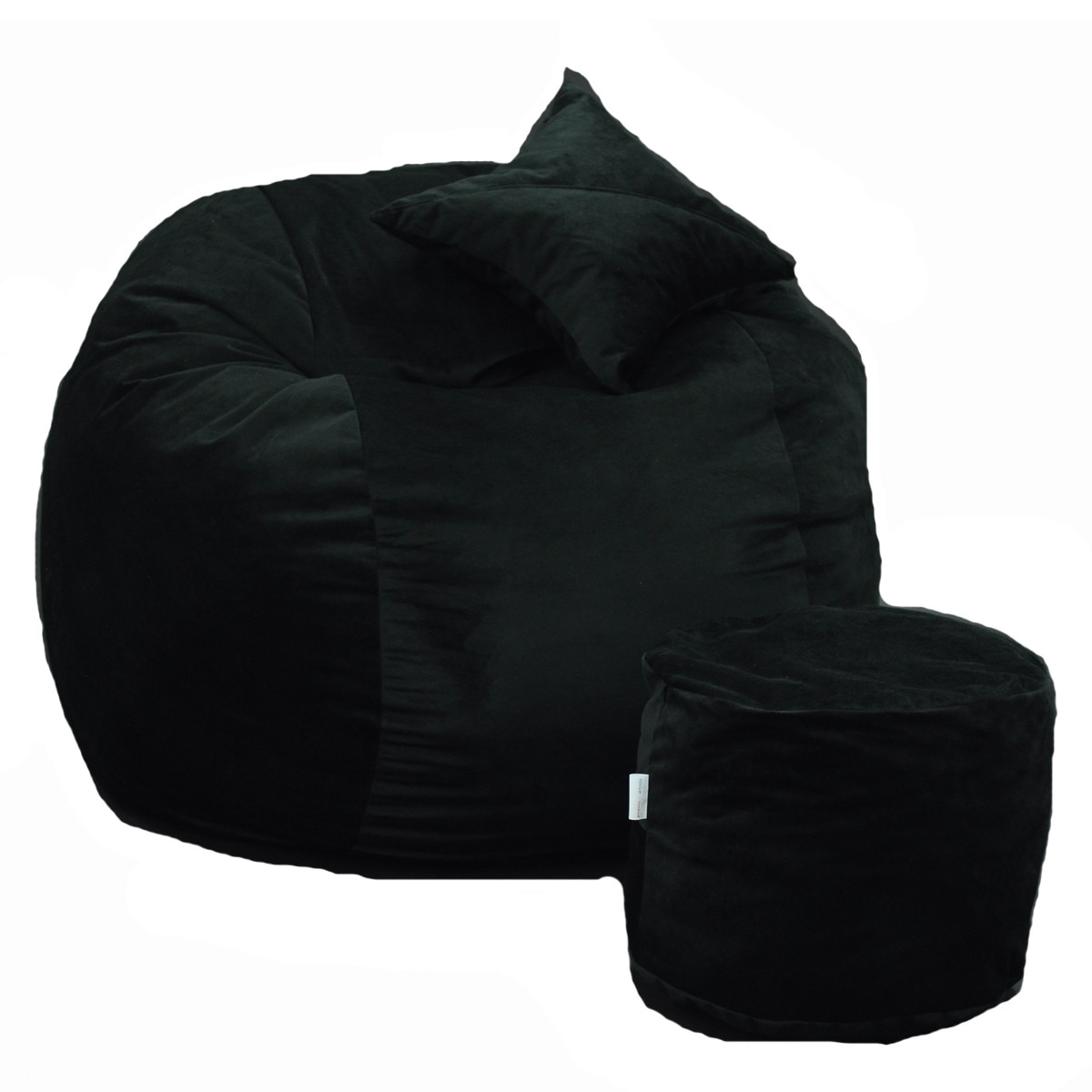 Set Fotoliu (Mare) King Size+Otoman+Perna decorativa - Black Velvet (Gama Diamond) husa detasabila, Transformabil in pat, Fabricat in Romania, umplut cu fulgi de burete memory mix®, marca Pufrelax