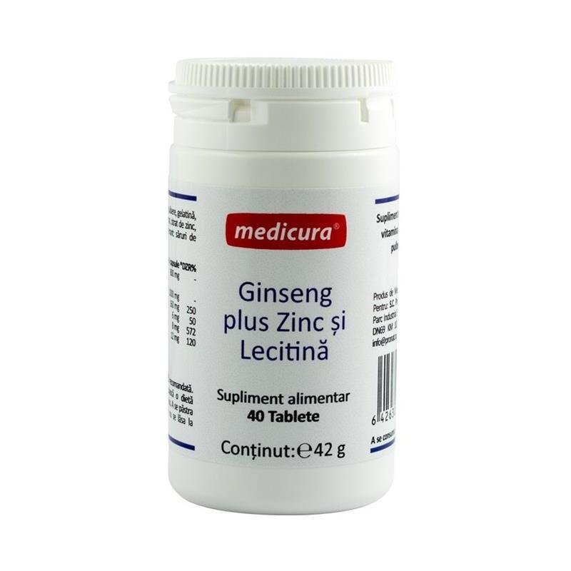 Ginseng plus Zinc si Lecitina 40cps Medicura