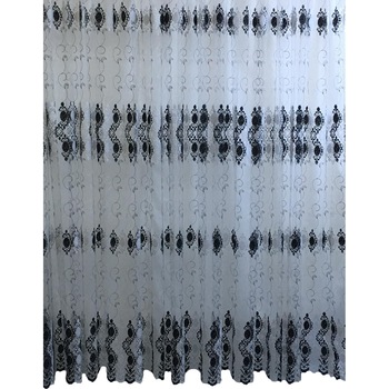 Perdea alba cu broderie neagra 900x245cm cu rejansa by Liz Line - RD269 Perdea alba cu broderie neagra 900x245cm cu rejansa by Liz Line - RD269
