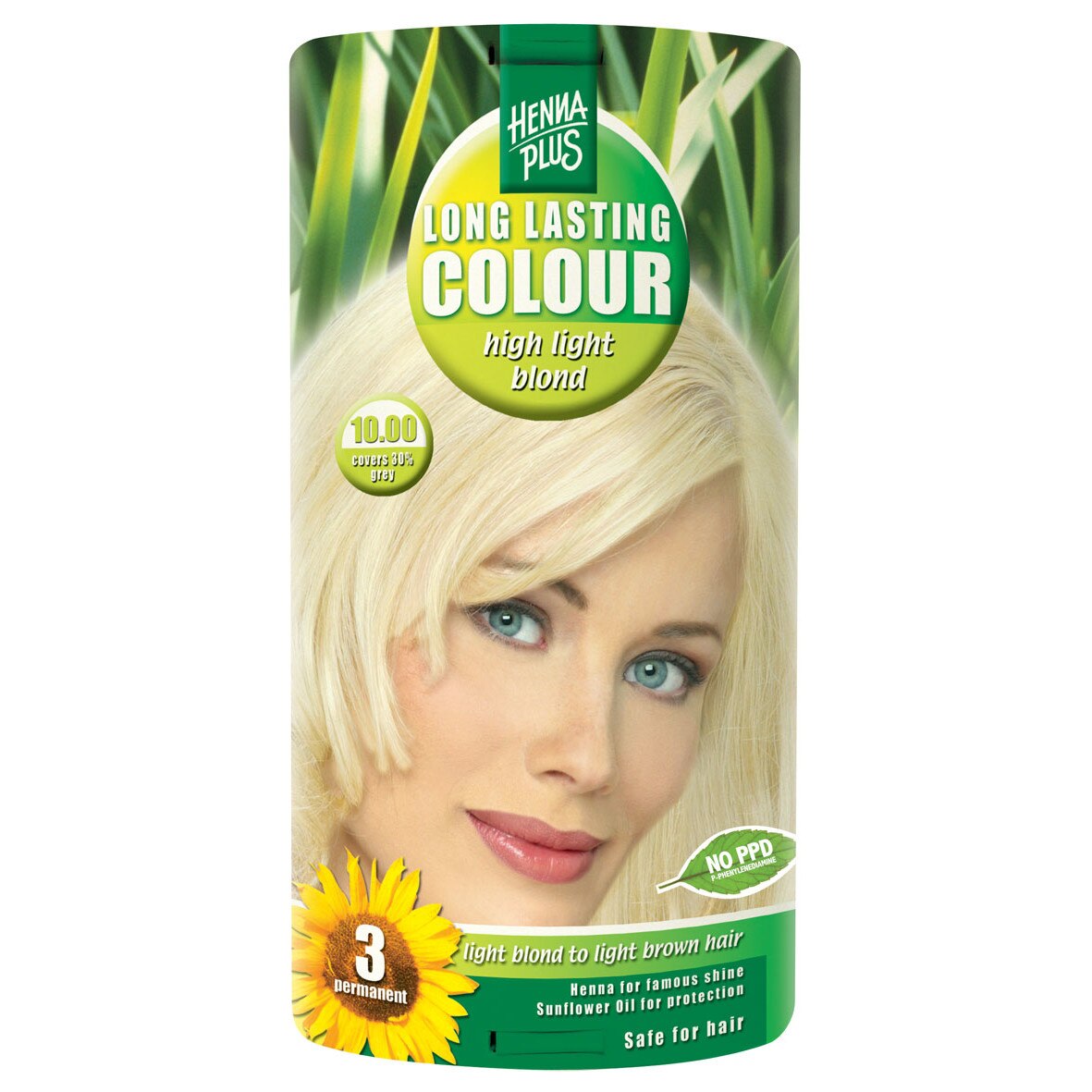 Vopsea de par permanenta Hennaplus fara parabeni Long Lasting Colour Light Blond 10.00, 100 ml