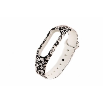 Curea din silicon, trendy model alb negru cu scheleti, pentru bratara Xiaomi Mi Band 2 Curea din silicon, trendy model alb negru cu scheleti, pentru bratara Xiaomi Mi Band 2