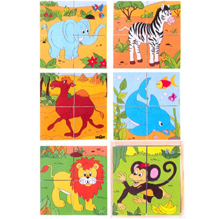 Puzzle Woodyland Din lemn set Animale safari 4piese