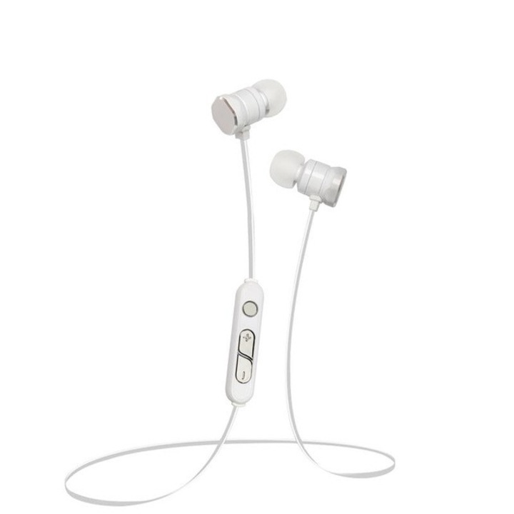 X3 Bluetooth fülhallgató, headset - mágneses fejjel - fehér