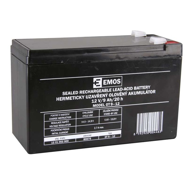 Emos UPS szünetmentes akkumulátor ólomakkumulátor - 12V 9Ah - B9675