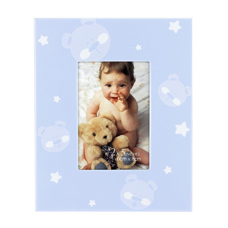Rama foto Baby Teddy Bear, design ursulet si stelute, 6X8 cm, albastru