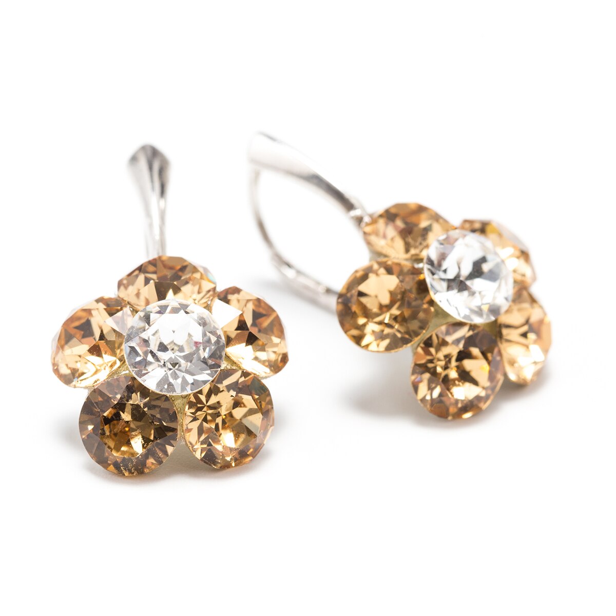 Cercei Argint DaviCrystals cu cristale Swarovski floare l cu leveback mare light colorado