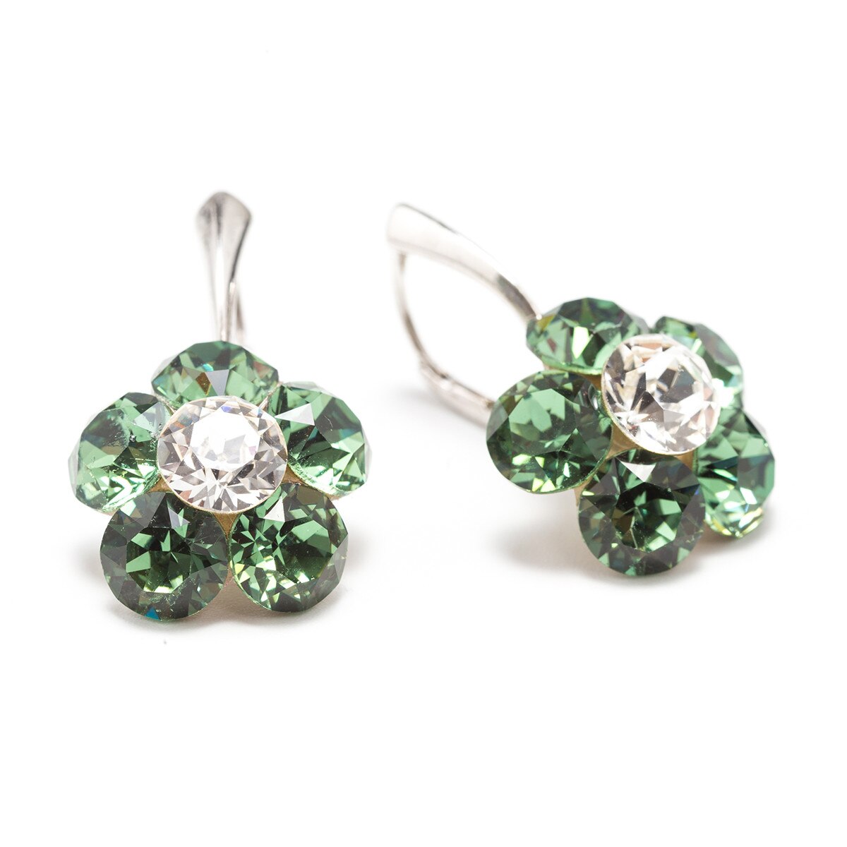 Cercei Argint DaviCrystals cu cristale Swarovski floare l cu leveback mare ernite