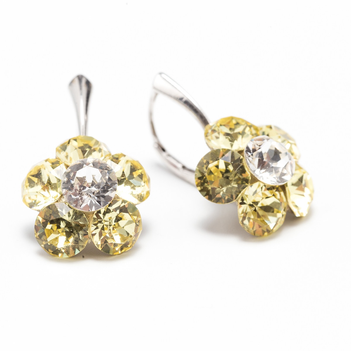 Cercei Argint DaviCrystals cu cristale Swarovski floare l cu leveback mare jonquil