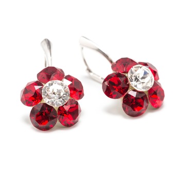 Cercei Argint DaviCrystals cu cristale Swarovski floare l cu leveback mare siam Cercei Argint DaviCrystals cu cristale Swarovski floare l cu leveback mare siam