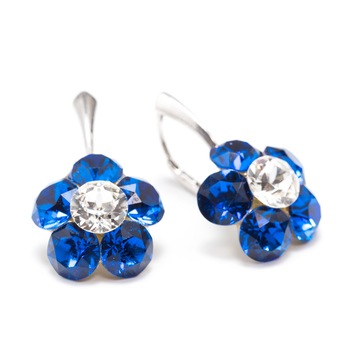 Cercei Argint DaviCrystals cu cristale Swarovski floare l cu leveback mare capri blue Cercei Argint DaviCrystals cu cristale Swarovski floare l cu leveback mare capri blue