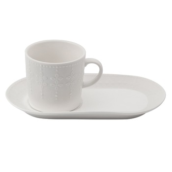 Set de ceramica ceasca cu farfurie desert Lancaster, 220 ml, Alb Set de ceramica ceasca cu farfurie desert Lancaster, 220 ml, Alb