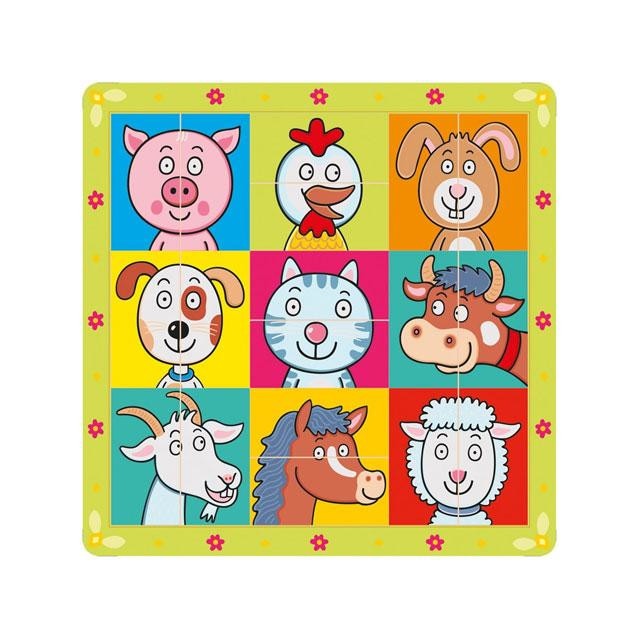 Puzzle Bino Toys Animale din lemn 18 piese