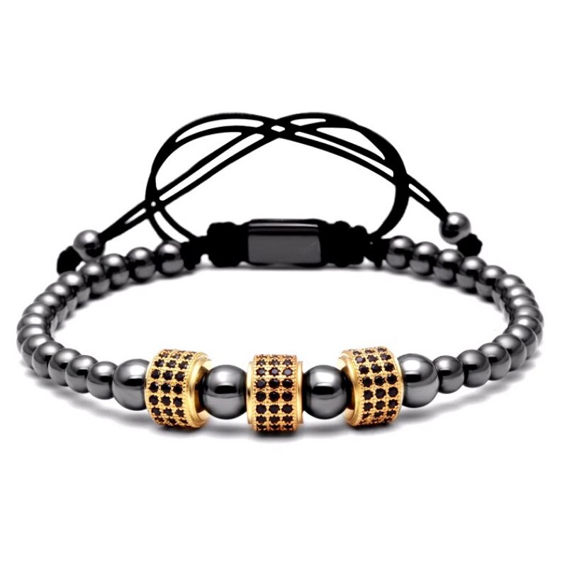 Bratara Brooks 3 Gold Zircon Cilinder