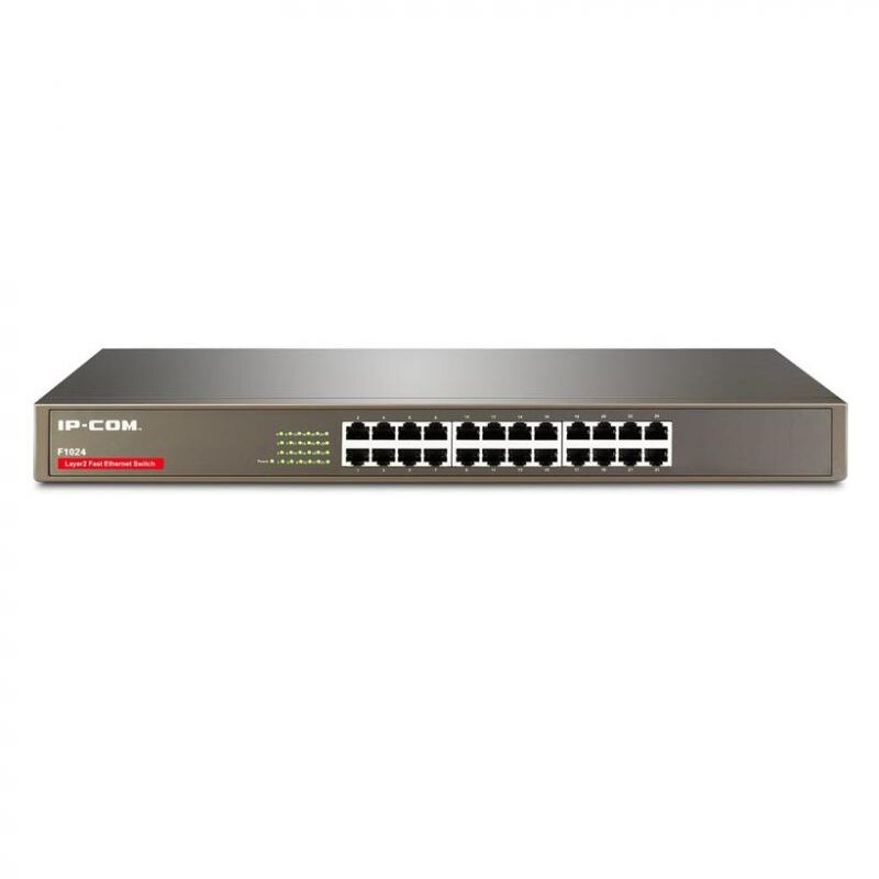 Switch IPCOM F1024 rackabil 19inch, 24 Porturi 10/100Mbps, 8k Mac, protectie fulgere 6kV, 3yrs wrnt (TEF1024)