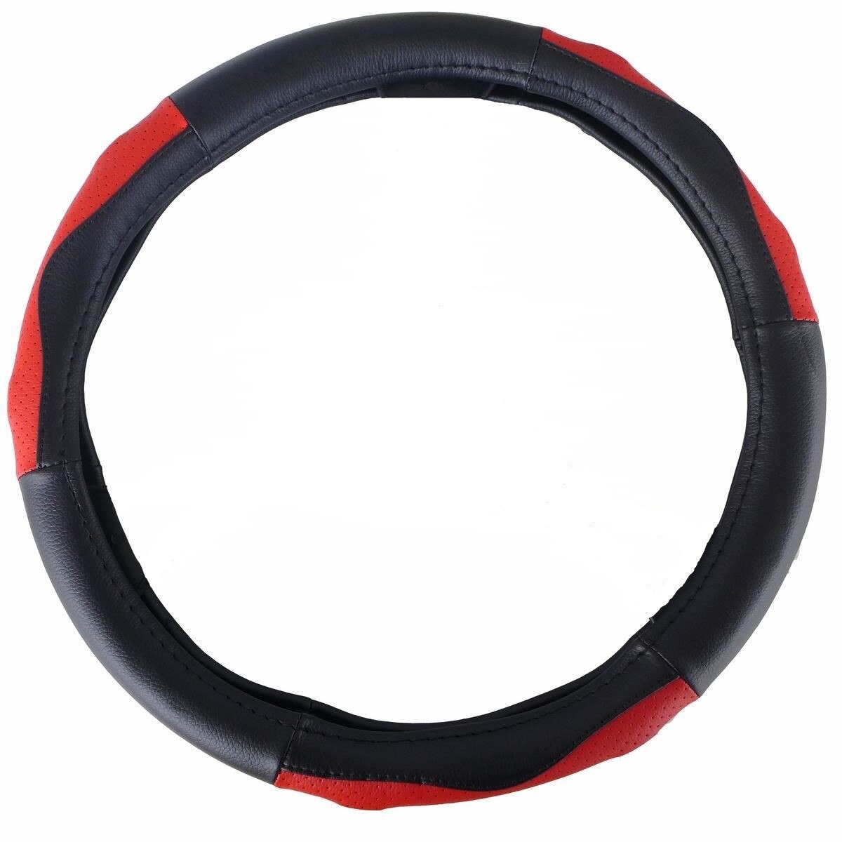 Husa volan piele Sport, negru/rosu