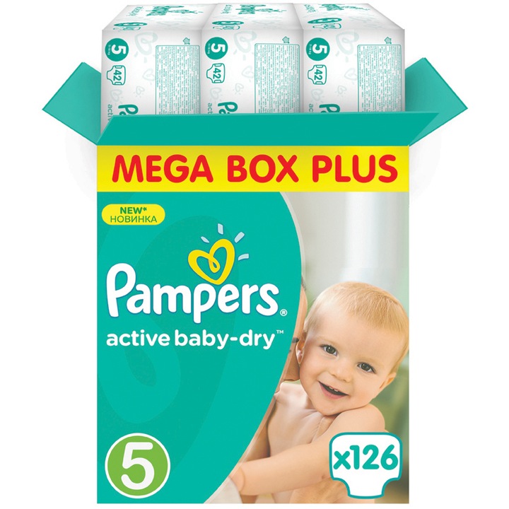 Scutece Pampers Active Baby 5 Junior Mega Box Plus 126 buc