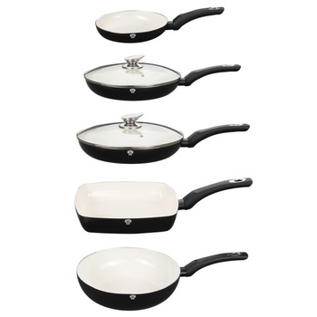 Set 5 tigai cu interior ceramica Blaumann, inductie, capac Set 5 tigai cu interior ceramica Blaumann, inductie, capac