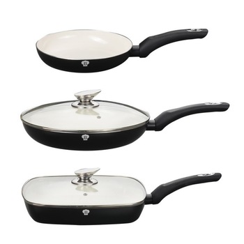 Set 3 tigai cu interior ceramica Blaumann BL-3045, inductie, capac Set 3 tigai cu interior ceramica Blaumann BL-3045, inductie, capac