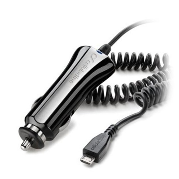 Incarcator auto Cellular Line, MicroUSB, Negru