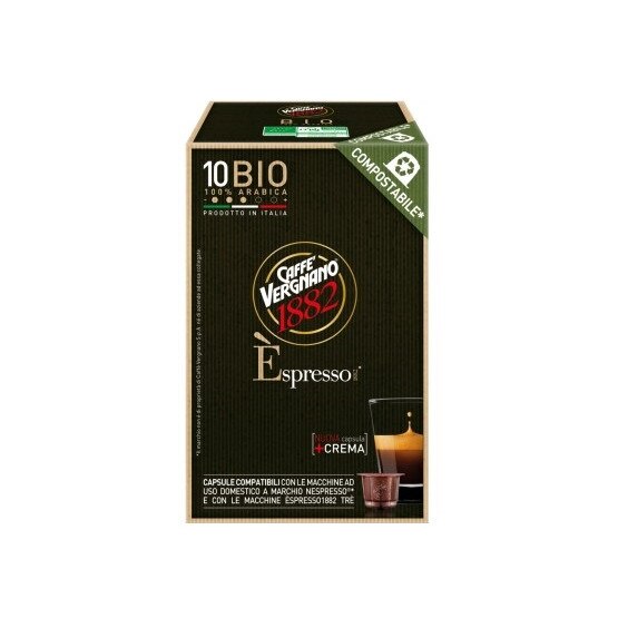 Capsule Caffe Vergnano ”Èspresso 1882” - BIO, 10x5g, Compatibil Nespresso® si Èspresso1882 TRÈ
