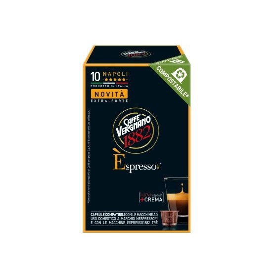 Capsule Caffe Vergnano ”Èspresso 1882” - NAPOLI , 10x5g , Compatibil Nespresso® si Èspresso1882 TRÈ